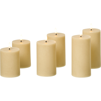 Beliani LED-kynttiläsetti 6 kpl BRAISE 10/13/15 cm Beige Beliani LED-kynttiläsetti 6 kpl BRAISE 10/13/15 cm Beige