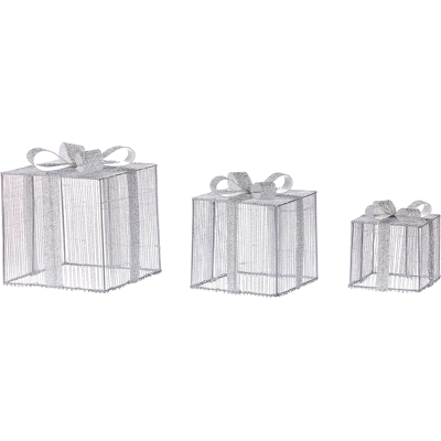 Beliani Ulkokoriste LED-valo ARNES Joululahja 25/20/15 cm Hopea Beliani Ulkokoriste LED-valo ARNES Joululahja 25/20/15 cm Hopea