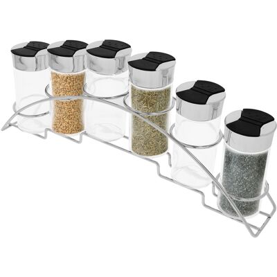 Cheffinger 6 Purkin Setti 90ml Ruostumattomasta Teräksestä Valmistetulla Telineellä Mausteiden Säilytykseen Cheffinger 6 Purkin Setti 90ml Ruostumattomasta Teräksestä Valmistetulla Telineellä Mausteiden Säilytykseen