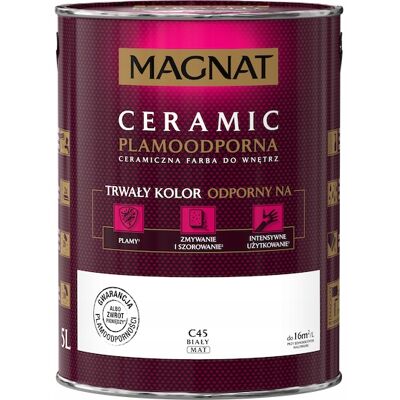 Śnieżka Magnat Ceramic C45 5L likaa hylkivä keraaminen maali, valkoinen Śnieżka Magnat Ceramic C45 5L likaa hylkivä keraaminen maali, valkoinen