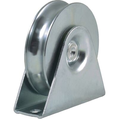 IBFM 100 mm:n pyöreä urapyörä, jossa on 20, 5 mm:n ura, kiinteässä kiinnikkeessä IBFM 100 mm:n pyöreä urapyörä, jossa on 20, 5 mm:n ura, kiinteässä kiinnikkeessä