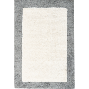 Beliani Kylpyhuonematto KABRI Harmaa/beige 60 x 90 cm puuvilla Beliani Kylpyhuonematto KABRI Harmaa/beige 60 x 90 cm puuvilla