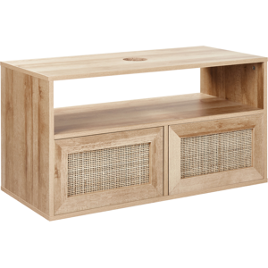Beliani, Seinään asennettava kylpyhuonekaappi rottan etu 86 x 45 cm vaalea puu - Kylpyhuonekaappi Beliani, Seinään asennettava kylpyhuonekaappi rottan etu 86 x 45 cm vaalea puu - Kylpyhuonekaappi