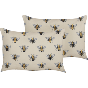 Beliani Ulkotyynysetti 2 kpl CANNETO Eläinkuvio 40 x 60 cm Beige Beliani Ulkotyynysetti 2 kpl CANNETO Eläinkuvio 40 x 60 cm Beige