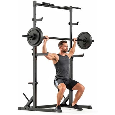 Homefitnesscode TZ3001 kyykkyteline leuanvetotangolla säädettävä korkeus 300 kg teräsrunko kotikuntosaliin Homefitnesscode TZ3001 kyykkyteline leuanvetotangolla säädettävä korkeus 300 kg teräsrunko kotikuntosaliin