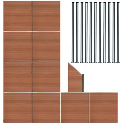 Monstershop Komposiittiaitapaneelit, kulmakappale ja LED-pylväät 1, 8 m x 18 m - ruskea Monstershop Komposiittiaitapaneelit, kulmakappale ja LED-pylväät 1, 8 m x 18 m - ruskea