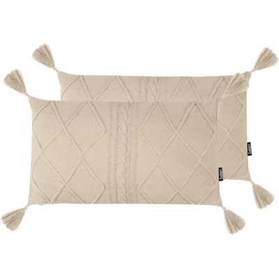 Beliani Koristetyynysetti 2 kpl CAESIA puuvilla 30 x 50 cm Vaaleanbeige Hillitty Beliani Koristetyynysetti 2 kpl CAESIA puuvilla 30 x 50 cm Vaaleanbeige Hillitty