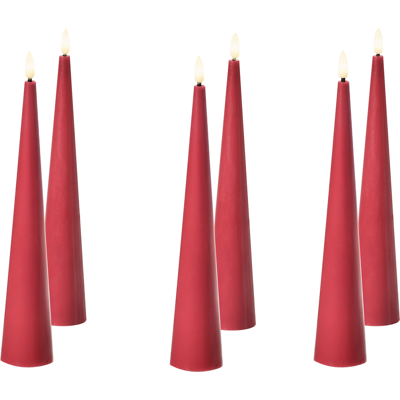 Beliani LED-kynttiläsetti 6 kpl AURUM 28 cm Punainen Beliani LED-kynttiläsetti 6 kpl AURUM 28 cm Punainen