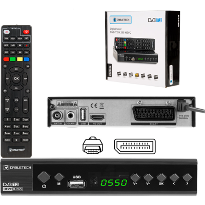 Cabletech DVB-T2/C HEVC 10Bit TV-tuner - Täydellinen yhteensopivuus Cabletech DVB-T2/C HEVC 10Bit TV-tuner - Täydellinen yhteensopivuus