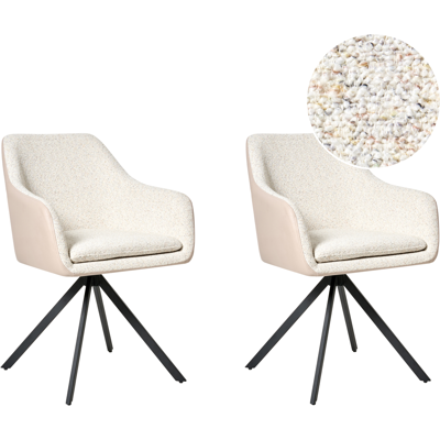 Beliani Ruokatuolisetti 2 kpl LITHIA buklee Vaaleanbeige Beliani Ruokatuolisetti 2 kpl LITHIA buklee Vaaleanbeige