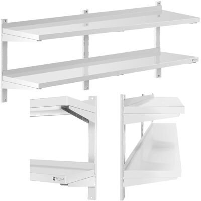 Royal Catering Kaksinkertainen säädettävä seinälle ripustettava tarjoiluhylly STEEL 150 x 40 cm Royal Catering Kaksinkertainen säädettävä seinälle ripustettava tarjoiluhylly STEEL 150 x 40 cm