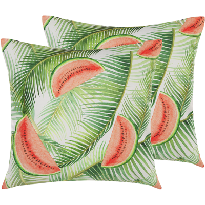 Beliani Ulkotyynysetti 2 kpl LOVOLETO Kasvikuvio 45 x 45 cm Vaaleanvihreä Beliani Ulkotyynysetti 2 kpl LOVOLETO Kasvikuvio 45 x 45 cm Vaaleanvihreä