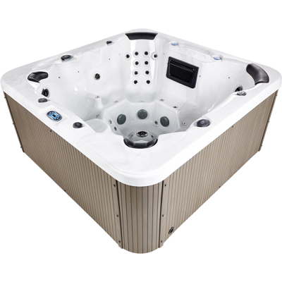 Beliani Ulkoporeallas LED-valolla VILLARRICA Valkoinen Beliani Ulkoporeallas LED-valolla VILLARRICA Valkoinen