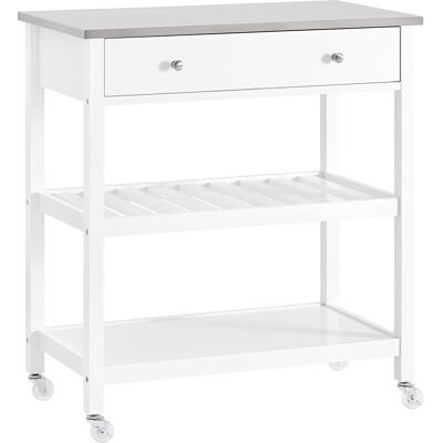 SoBuy Keittiösaari pyörillä valkoinen ruostumattomasta teräksestä 81x90x45 cm FKW47-II-W SoBuy Keittiösaari pyörillä valkoinen ruostumattomasta teräksestä 81x90x45 cm FKW47-II-W