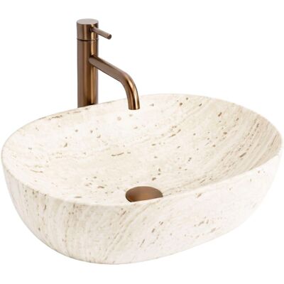 REA Tasolle Asennettava Pesuallas Amelia 48 Travertine Classic Beige, 48X34,5X13,5Cm REA Tasolle Asennettava Pesuallas Amelia 48 Travertine Classic Beige, 48X34,5X13,5Cm