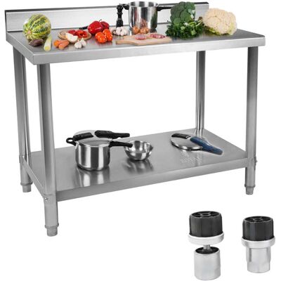 Royal Catering Seinään kiinnitettävä keittiön työtaso, jossa ruostumattomasta teräksestä valmistettu reunus, 100 x 60 cm Royal Catering Seinään kiinnitettävä keittiön työtaso, jossa ruostumattomasta teräksestä valmistettu reunus, 100 x 60 cm