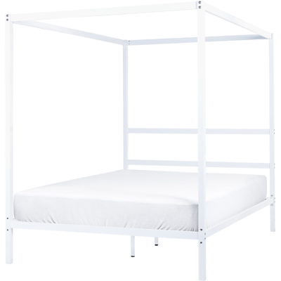 Beliani Valkoinen Metallinen Baldakin Sänky - Kaksinkokoinen - Moderni Minimalistinen Beliani Valkoinen Metallinen Baldakin Sänky - Kaksinkokoinen - Moderni Minimalistinen
