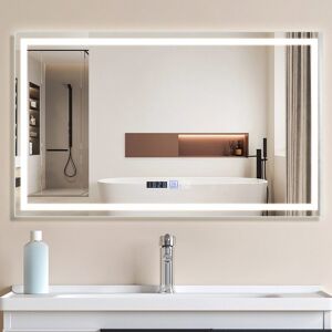 ZMH Kylpyhuoneen peili 100 * 60 cm LED-valaistuksella ja kosketustoiminnolla ZMH Kylpyhuoneen peili 100 * 60 cm LED-valaistuksella ja kosketustoiminnolla