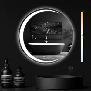 NETTLIFE Kylpyhuoneen peili valaistuksella, pyöreä LED - kylpyhuoneen peili IP44 60 cm pyöreä kylpyhuoneen peili kosketustoiminnolla NETTLIFE Kylpyhuoneen peili valaistuksella, pyöreä LED - kylpyhuoneen peili IP44 60 cm pyöreä kylpyhuoneen peili kosketustoiminnolla
