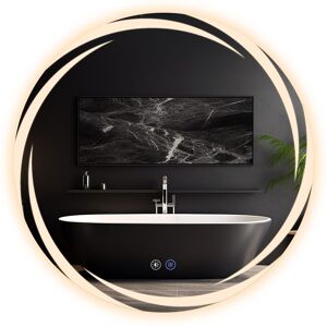 NETTLIFE Kylpyhuoneen peili valaistuksella, pyöreä LED - kylpyhuoneen peili, 60 cm IP44 pyöreä kylpyhuoneen peili kosketustoiminnolla NETTLIFE Kylpyhuoneen peili valaistuksella, pyöreä LED - kylpyhuoneen peili, 60 cm IP44 pyöreä kylpyhuoneen peili kosketustoiminnolla