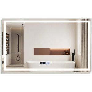 NETTLIFE valaistu kylpyhuoneen peili - 100x60 cm LED, IP44 kosketuskytkin, huurteenpoistokello, säädettävä NETTLIFE valaistu kylpyhuoneen peili - 100x60 cm LED, IP44 kosketuskytkin, huurteenpoistokello, säädettävä