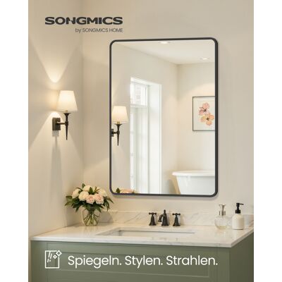 Songmics peili, 91 × 61 cm, seinäkiinnitteinen, musta, LWM010BD01 Songmics peili, 91 × 61 cm, seinäkiinnitteinen, musta, LWM010BD01