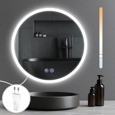 NETTLIFE Peili pyöreälläValaistuksella LED - seinäpeili, IP44 pyöreä, 70 cm Valaistulla Kosketuspeilitoiminnolla ja himmennettävälläValolla NETTLIFE Peili pyöreälläValaistuksella LED - seinäpeili, IP44 pyöreä, 70 cm Valaistulla Kosketuspeilitoiminnolla ja himmennettävälläValolla