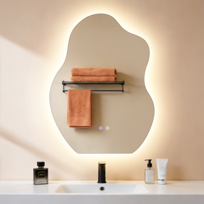 ZMH LED-kylpyhuoneen peili 60x80 cm, himmennettävä 3000k-6500k, seinälle kiinnitettävä huurtumisenestolla ZMH LED-kylpyhuoneen peili 60x80 cm, himmennettävä 3000k-6500k, seinälle kiinnitettävä huurtumisenestolla