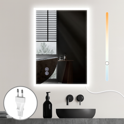 NETTLIFE peili Valolla, 50x70cm, LED - seinäpeili, räjähdyssuojattu, lasinen Kylpyhuoneen, peili Kosketusnäytöllä NETTLIFE peili Valolla, 50x70cm, LED - seinäpeili, räjähdyssuojattu, lasinen Kylpyhuoneen, peili Kosketusnäytöllä