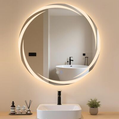 ZMH 70 cm kylpyhuoneen peili modernilla pyöreällä valaistuksella IP44 ZMH 70 cm kylpyhuoneen peili modernilla pyöreällä valaistuksella IP44
