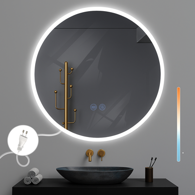 NETTLIFE Peili Valaistuksella, LED - seinäpeili, IP44 pyöreä, 80cm Valaistulla Kosketuspeilitoiminnolla ja himmennettävälläValolla NETTLIFE Peili Valaistuksella, LED - seinäpeili, IP44 pyöreä, 80cm Valaistulla Kosketuspeilitoiminnolla ja himmennettävälläValolla