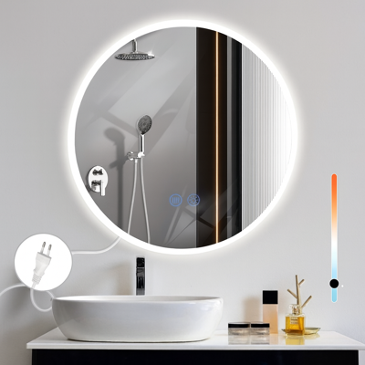 NETTLIFE Peili pyöreälläValaistuksella LED - seinäpeili, IP44 50 cm Kosketustoiminnolla Valaistu pyöreä, peili himmennettävälläValolla NETTLIFE Peili pyöreälläValaistuksella LED - seinäpeili, IP44 50 cm Kosketustoiminnolla Valaistu pyöreä, peili himmennettävälläValolla