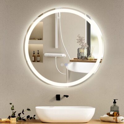 NETTLIFE valaistu kylpyhuoneen peili - pyöreä 50 cm LED, seinäkiinnitys, kosketuskytkin, huurtumaton, IP44 säädettävä 3000K -6500K NETTLIFE valaistu kylpyhuoneen peili - pyöreä 50 cm LED, seinäkiinnitys, kosketuskytkin, huurtumaton, IP44 säädettävä 3000K -6500K
