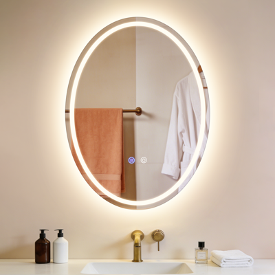 ZMH Soikea kylpyhuoneen peili 60 × 80 cm seinälle kiinnitettävä IP44 3000k - 6500k kosketuskytkimellä ZMH Soikea kylpyhuoneen peili 60 × 80 cm seinälle kiinnitettävä IP44 3000k - 6500k kosketuskytkimellä