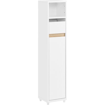 SoBuy Kylpyhuonekaappi 20x20x96 cm puinen säädettävä hylly ja laatikko valkoinen BZR151-W SoBuy Kylpyhuonekaappi 20x20x96 cm puinen säädettävä hylly ja laatikko valkoinen BZR151-W