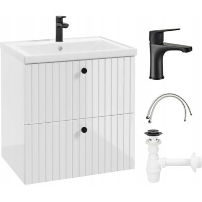 Deftrans Lamella kylpyhuonekaappi pesualtaalla 60 cm, hana+sifonisarja, valkoinen Rietti Deftrans Lamella kylpyhuonekaappi pesualtaalla 60 cm, hana+sifonisarja, valkoinen Rietti