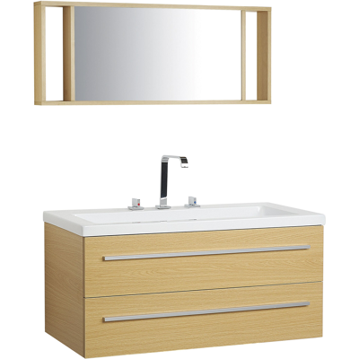 Beliani Kylpyhuoneen kalustesetti ALMERIA 101 cm Beige Beliani Kylpyhuoneen kalustesetti ALMERIA 101 cm Beige