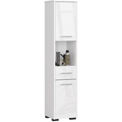 Akord Kylpyhuonekaappi korkea 2 ovea 1 laatikko 1 hylly Valkoinen/Valkoinen Kiiltävä 30x30x140 Akord Kylpyhuonekaappi korkea 2 ovea 1 laatikko 1 hylly Valkoinen/Valkoinen Kiiltävä 30x30x140