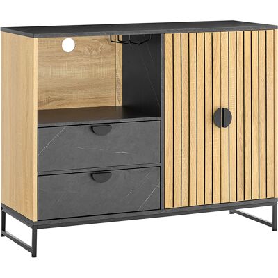 SoBuy Keittiökaappi 107x40x85 cm lamelliovella 2-laatikkepa mikroaaltolokerolla FSB103-N SoBuy Keittiökaappi 107x40x85 cm lamelliovella 2-laatikkepa mikroaaltolokerolla FSB103-N