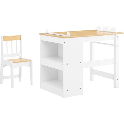 SoBuy Lastenpöytä 80x50x66 cm 2-hyllyinen valkoinen luonnollinen KMB60-WN SoBuy Lastenpöytä 80x50x66 cm 2-hyllyinen valkoinen luonnollinen KMB60-WN