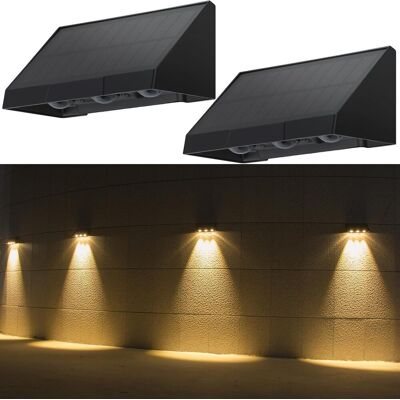 ZMH 2 ulkokäyttöön tarkoitetun aurinkoenergialla toimivan seinävalaisimen setti - 3000K lämmin valkoinen LED 1800mAh - aitaan/parvekkeeseen ZMH 2 ulkokäyttöön tarkoitetun aurinkoenergialla toimivan seinävalaisimen setti - 3000K lämmin valkoinen LED 1800mAh - aitaan/parvekkeeseen