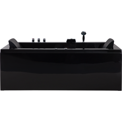 Beliani Kulmaporeamme LED-valolla VARADERO Oikea 183 x 90 cm Musta Beliani Kulmaporeamme LED-valolla VARADERO Oikea 183 x 90 cm Musta