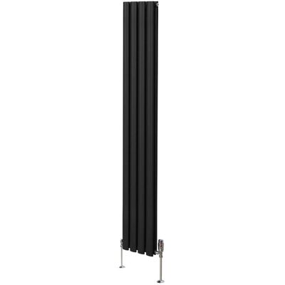MonsterShop Musta Ovaali Siltaradiator & Termostaattiventtiilisetti - 1800mm x 240mm MonsterShop Musta Ovaali Siltaradiator & Termostaattiventtiilisetti - 1800mm x 240mm