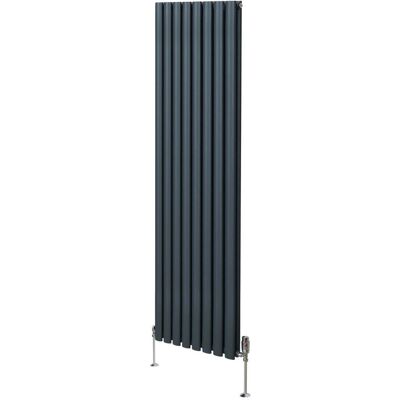 MonsterShop Oval Colonna Radiator 1800mm x 480mm Antrasiitinharmaa & TRV-venttiilit MonsterShop Oval Colonna Radiator 1800mm x 480mm Antrasiitinharmaa & TRV-venttiilit