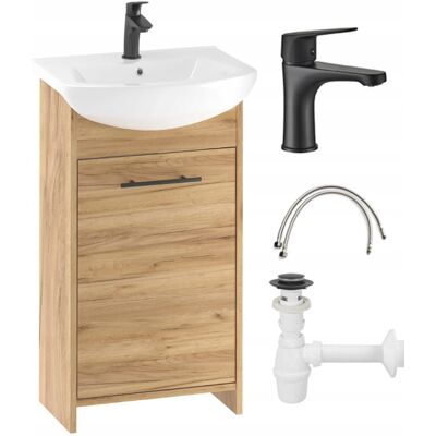 Deftrans Setti kultatammista kylpyhuonekaappia 45cm, pesuallas, hana ja Frigo-sifoni Deftrans Setti kultatammista kylpyhuonekaappia 45cm, pesuallas, hana ja Frigo-sifoni