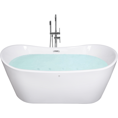 Beliani Vapaasti seisova poreamme LED-valolla ANTIGUA 168 x 80 cm Valkoinen Beliani Vapaasti seisova poreamme LED-valolla ANTIGUA 168 x 80 cm Valkoinen