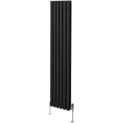 MonsterShop Ovalinen Pylväslämmitysradiatori ja TRV-venttiilit - 1800mm x 360mm Musta MonsterShop Ovalinen Pylväslämmitysradiatori ja TRV-venttiilit - 1800mm x 360mm Musta