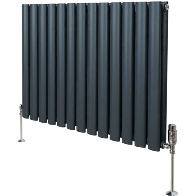 MonsterShop - Ovaali pylväslämmitystela in anthracite harmaa & TRV-venttiilit - 600mm x 780mm MonsterShop - Ovaali pylväslämmitystela in anthracite harmaa & TRV-venttiilit - 600mm x 780mm