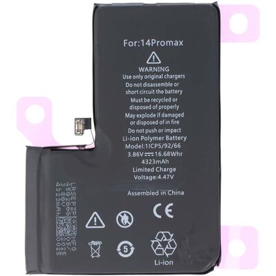 Avizar Akku iPhone 14 Pro Max:lle, Li-Polymer 3,86V 4323mAh Avizar Akku iPhone 14 Pro Max:lle, Li-Polymer 3,86V 4323mAh
