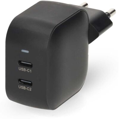 Nedis 35 W GaN seinälaturi kahdella USB-C portilla pikalataukseen Nedis 35 W GaN seinälaturi kahdella USB-C portilla pikalataukseen
